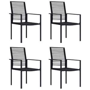 Ensemble de 4 chaises de jardin en rotin creux en PVC noir, acier thermolaqué - Product Image 1