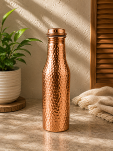 Copper Water Bottle Hexagon Pattern Reusable Travel <b>Mug</b> Single Wall Adults Oriental Design Eco-Friendly Screw-On Cap - Product Image 4