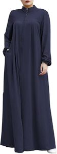 Abaya grande taille pour femme, robe longue à manches longues, couleur unie, col montant, coupe ample, pour usage quotidien - Product Image 5