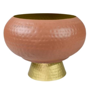 Macetero de hierro martillado de dos tonos con recubrimiento en polvo, duradero, multiusos, moderno y clásico, para interior y exterior, con drenaje - Product Image 4