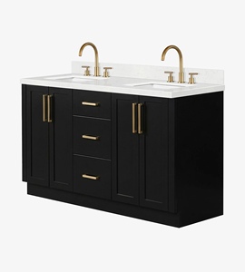 Custom Zacchaeus 60 Inch Bathroom Vanity Cabinet Double Sink Cabinet Only <b>6</b> Finish Options Factory Direct Vietnam - Product Image 3
