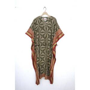 Nuevo Kaftán Indio Bagru con Estampado a Mano, Vestido de Verano, Kimono, Vestido Holgado para Vacaciones, Ropa de Mujer - Product Image 3