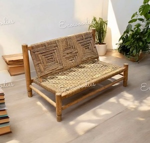 Banc de jardin moderne en bambou 3 places, structure en bois massif, résistant aux intempéries, écologique, durable et confortable - Product Image 3