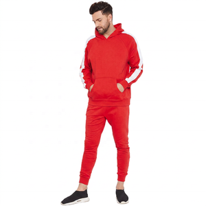 Ensemble de survêtement pour homme, violet, à capuche, manches longues, couleur unie, jogging décontracté avec poches latérales, respirant, pour l'automne - Product Image 2