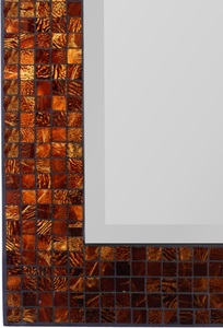 Espejo de Pared Rectangular de Mosaico de Cobre Marrón Rústico, Marco de Azulejos de Vidrio Texturizado Hecho a Mano, Espejo Decorativo de Estilo Vintage para Sala de Estar - Product Image 2