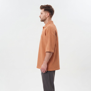 <b>Men's</b> Short <b>Sleeve</b> Waffle Polo T-Shirts Casual 100% Cotton Knitted Lightweight Summer Tee Drop Shoulder Button Up Tee <b>Men</b> - Product Image 4