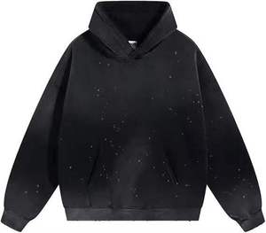 Oem Custom Sun Fade Custom Logo Streetwear Acid Wash 100% Cotton Heavyweight Unisex 2-Piece Zip <b>Hoodie</b> Jogger Set - Product Image 2