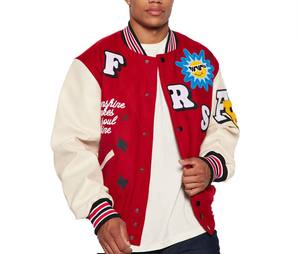 Blouson universitaire vintage en toile pour homme, avec broderie de logo sur le devant, col montant respirant, 100 % laine, vente en gros - Product Image 3