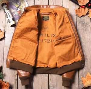 <b>Men's</b> Vintage Genuine <b>Leather</b> Slim Fit Waterproof Bomber <b>Jacket</b> Cartoon Patch Design Zipper Closure Stand Collar Autumn Wear - Product Image 4