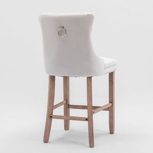 Sgabelli da Bar Contemporanei in Velluto Imbottito con Decorazione Trapuntata a Bottoni, Gambe in Legno e Finitura Cromata con Borchie, Stile Leisure - Product Image 5