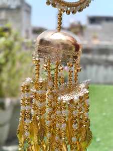 ชุดเครื่องประดับเจ้าสาวแบบอินเดียสุดหรูหราประดับมุกและทองคำเปลว  คอลเลคชั่นเครื่องประดับงานแต่งงานแบบอินเดีย  ชุดคุรีรีนสำหรับเจ้าสาว - Product Image 5