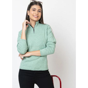 Suéter de invierno cómodo para mujer, elegante suéter con cremallera de manga larga para eventos informales, de proveedor indio a precio de mayoreo. - Product Image 1