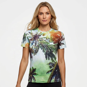 T-shirt à manches courtes pour homme, col rond, imprimé photo palmier, respirant, tricoté, coupe classique, vêtement décontracté, 100% polyester - Product Image 4