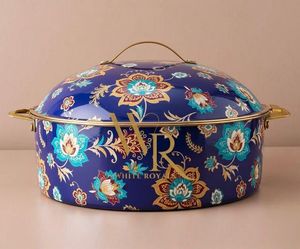 Cazuela Floral Pastel con Aislamiento Térmico y Tapa, Plato Metálico para Servir, con Estampado de Rosas Vintage, Calentador de Alimentos para Comedor, Venta al por Mayor - Product Image 6