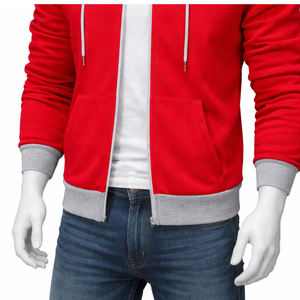 Sudadera con capucha de algodón para hombre, de corte ajustado, con cremallera, bloques de color y contraste, ideal para deportes al aire libre. - Product Image 3