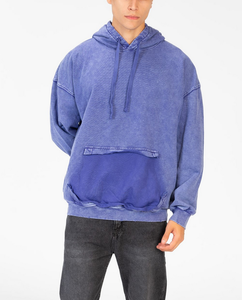Vente directe usine – Sweat à capuche oversize à épaules tombantes pour homme, en molleton personnalisé 100 % coton épais 380 GSM, coupe carrée délavée à l'acide - Product Image 2