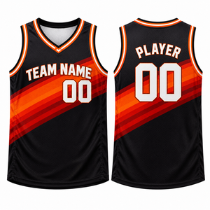 Maillot de basketball personnalisé pour équipes et ligues, grandes tailles, séchage rapide, respirant, 100 % polyester, nom du joueur sublimé - Product Image 1