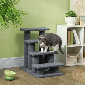 Albero per Gatti in Legno con Tiragraffi in Sisal, Scala per Animali Domestici da Interno, Materiale Plastico e Cartaceo per Gatti e Cani - Product Image 1