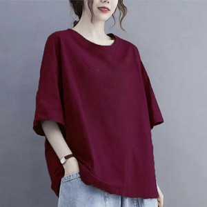 Camiseta de Hombros Caídos 100% Algodón Transpirable para Mujer, Oversize, Color Liso, Cuello Redondo, Manga Corta, Ajuste Holgado, Estilo Primavera Verano, OEM - Product Image 2