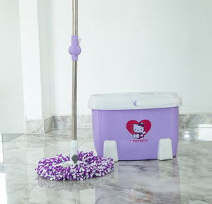 Ensemble de nettoyage avec serpillière rotative et seau, microfibre, sans pédale, direct usine - Product Image 1