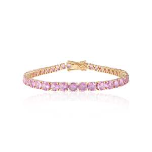 14K Round Pink Sapphire Tennis Bracelet-Chic Minimal Fashion Jewelry - Product Image 3