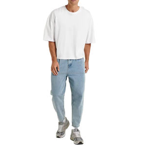 T-shirt pour homme en coton 100% de qualité supérieure, coupe ample, logo personnalisé, design luxueux, col rond côtelé, vêtements pour homme - Product Image 3