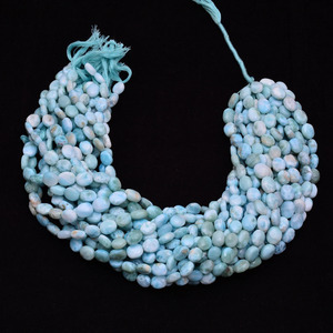 Cuentas Sueltas Ovaladas Lisas de Larimar AAA+ de 8x10 mm, Cuentas Sueltas de Larimar Natural Multicolor Dominicano, Piedras Preciosas Semipreciosas para la Fabricación de Joyas - Product Image 6