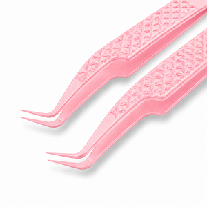 Pinzas para Pestañas Rosadas con Agarre Texturizado y Punta Suave para Aplicación Precisa - Product Image 2