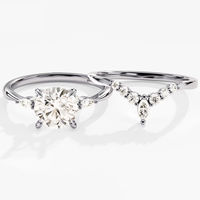 Ensemble de bagues de mariage en or, or rose, or blanc, argent, avec diamants de laboratoire ronds brillants certifiés IGI, qualité D-E-F VVS-VS, vente en gros