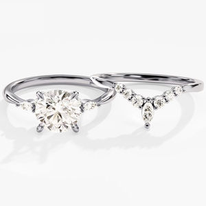 ชุดแหวนแต่งงานเพชรทรงกลมเจียระไนแบบบริลเลียนท์ รับรองโดย IGI ขายส่ง ระดับความสะอาด D-E-F VVS-VS ทองคำ ทองคำขาว ทองชมพู เงิน - Product Image 2