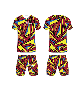 Conjunto de Uniforme de Fútbol Sublimado Personalizado, Patrón Geométrico Multicolor, Transpirable, de Secado Rápido, Camiseta de Fútbol para Hombre y Niño - Product Image 1