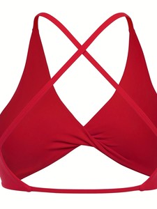 SUBN INTERNATIONAL Women's Green Twist <b>Halter</b> Sports <b>Bra</b> U-<b>NECK</b> T-line Straps High Support Yoga Fitness Wear Breathable - Product Image 3
