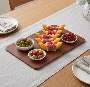 Tabla de cortar rectangular de madera marrón óxido con esquinas redondeadas - Product Image 2