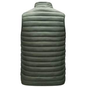 Chaleco Acolchado para Hombre, Cuello Alto, Cierre de Cremallera, Resistente al Viento, Relleno de Poliéster, Chaqueta sin Mangas Informal de Invierno, Color Sólido - Product Image 2