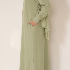 Abaya unie pour femmes musulmanes, manches longues, longueur ras du sol, vêtement de prière modeste, léger, respirant, en polyester, coupe ample, col ample - Product Image 3
