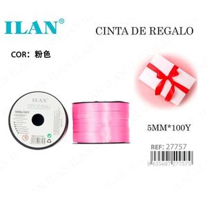 Nastro regalo Ilan 5 mm x 100 iarde rosa per confezioni - Product Image 1