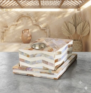 Brûleur d'encens en nacre jaune fait main, porte-bakhoor sculpté, diffuseur d'aromathérapie, décoration d'intérieur, cadeau - Product Image 2