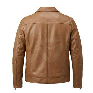 Men's Genuine <b>Leather</b> <b>Biker</b> <b>Jacket</b> Classic Motorcycle <b>Leather</b> <b>Jacket</b> Multiple Zipper Pockets Eco-Friendly Embossed Design - Product Image 2