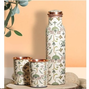 Classic Style Enamel Finishing Decoration Water <b>Bottle</b> Flower Designing <b>Drinking</b> <b>Copper</b> <b>Bottle</b> At Inexpensive Price - Product Image 4