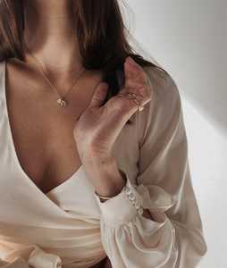 Collier élégant et minimaliste en or massif 14 carats avec deux pendentifs en diamant de laboratoire rond de 17 pouces, serti en étoile, pour un usage quotidien - Product Image 6