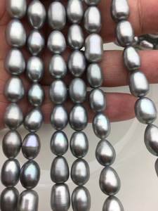 Perlas de Agua Dulce Grises Largas de 8-12 mm, Hebra Suelta para Fabricación de Joyas, Venta al por Mayor, Alto Brillo - Product Image 4