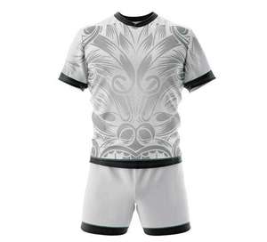 Maillot de rugby unisexe personnalisé, couleur gris-vert, imprimé par transfert thermique, respirant, anti-humidité, col en V, polyester – Vente chaude - Product Image 3