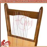 Handmade Rosewood 10 String Lyre Harp, King David Musical Instrument (Bag, Key, Extra Strings)