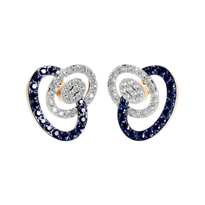 Boucles d'oreilles pendantes élégantes en or massif 14 carats, saphir, diamant, plaqué or jaune rose, design tendance pour les mariages, cadeau - Product Image 6