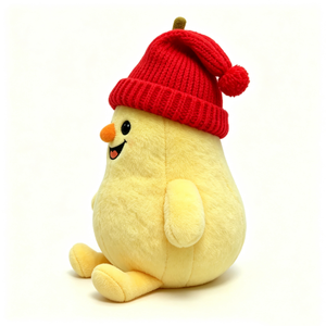 ตุ๊กตาลูกแพร์สีเหลืองแบบกำหนดเองพร้อมหมวกปอมปอมถักสีแดงและหน้าปักลาย ตุ๊กตาสำหรับวัยรุ่นและผู้ใหญ่ ตุ๊กตาลูกแพร์น่ารักสำหรับทุกฤดูกาล - Product Image 5