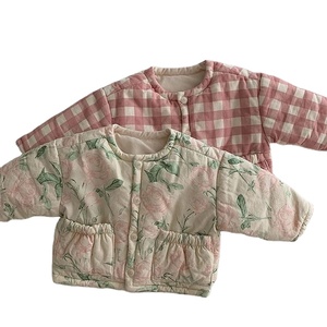 2024 invierno lindo Abrigo acolchado a cuadros rosa para niños niñas nueva chaqueta Parkas de punto chaqueta cálida para niña pequeña - Product Image 1