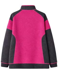 Sudadera con capucha de forro polar para mujer, rosa y gris carbón, personalizada, extragrande, con cuello a presión, informal de invierno, con bolsillo con cremallera - Product Image 2