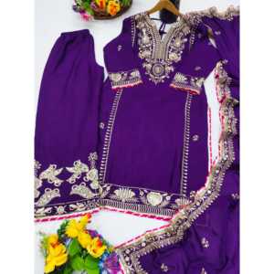 Conjunto de Traje de Fiesta con Bordado de Lentejuelas para Mujer, con Pantalón y Dupatta - Product Image 4