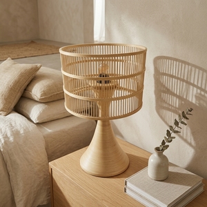 Modern Eco-Friendly Bamboo Table <b>Lamp</b> for Home Decor Interior Design Bedroom Living Room Electric Power Supply - Product Image 6