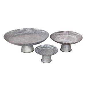 Wholesale Rustic Galvanized Metal Cake Stand Fluted Pedestal Dessert Display Plate Vintage Farmhouse Tiered Tray <b>Party</b> <b>Table</b> - Product Image 1
